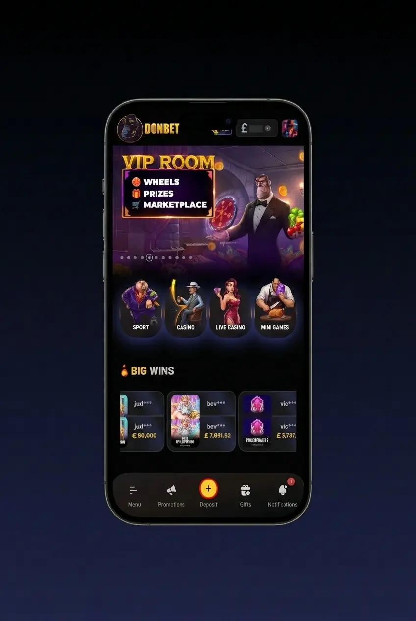 Donbet app deposit steps on mobile showing payment method selection and transaction confirmation for UK users