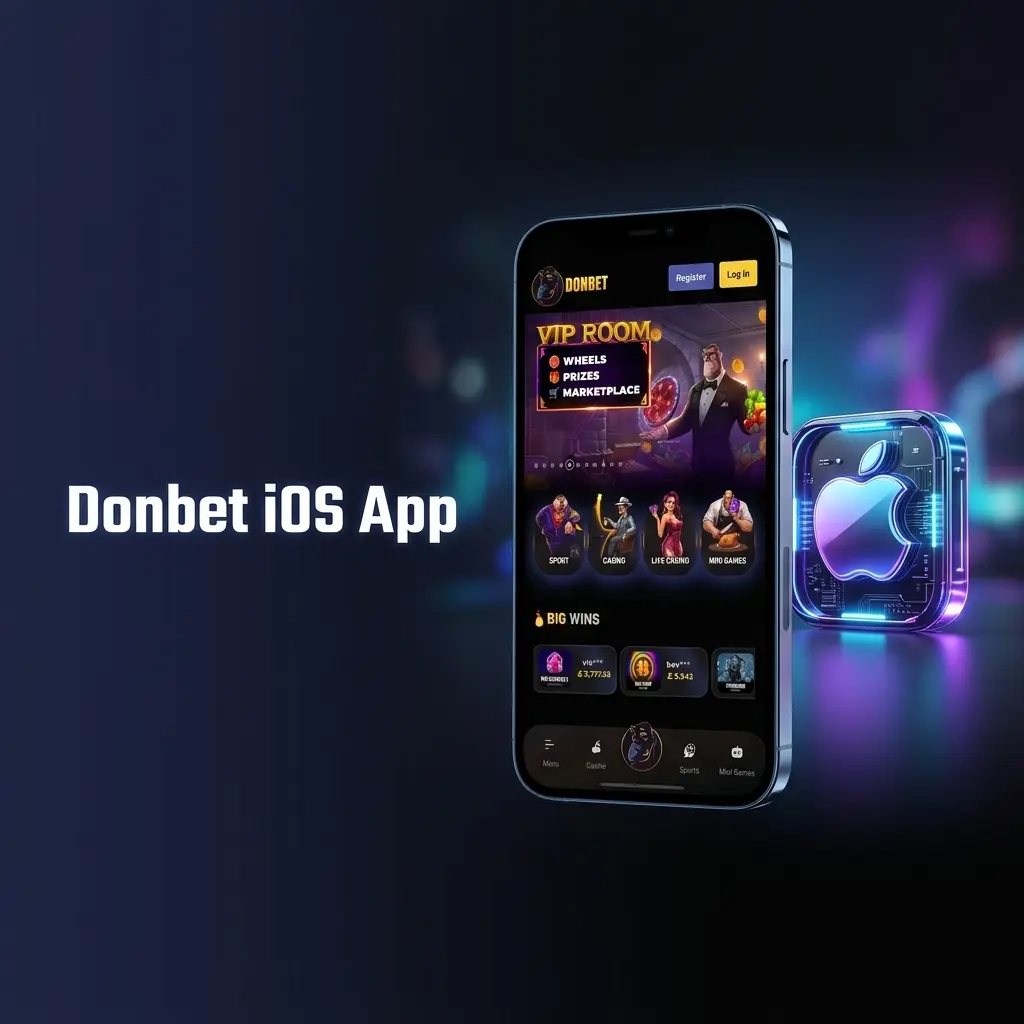 Donbet iOS app interface displayed on iPhone and iPad showing betting markets and casino games