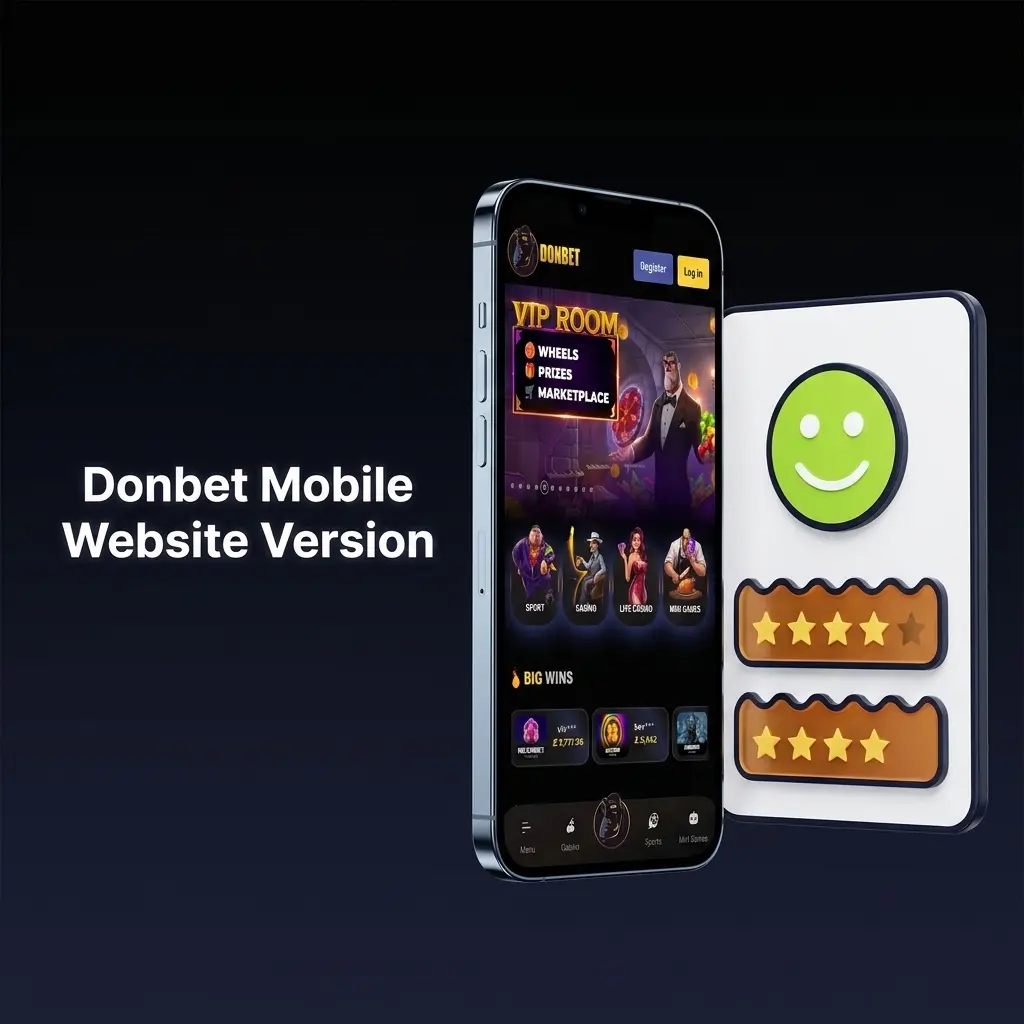 Donbet mobile website displayed on a smartphone browser, showing sportsbook and casino features with no download required