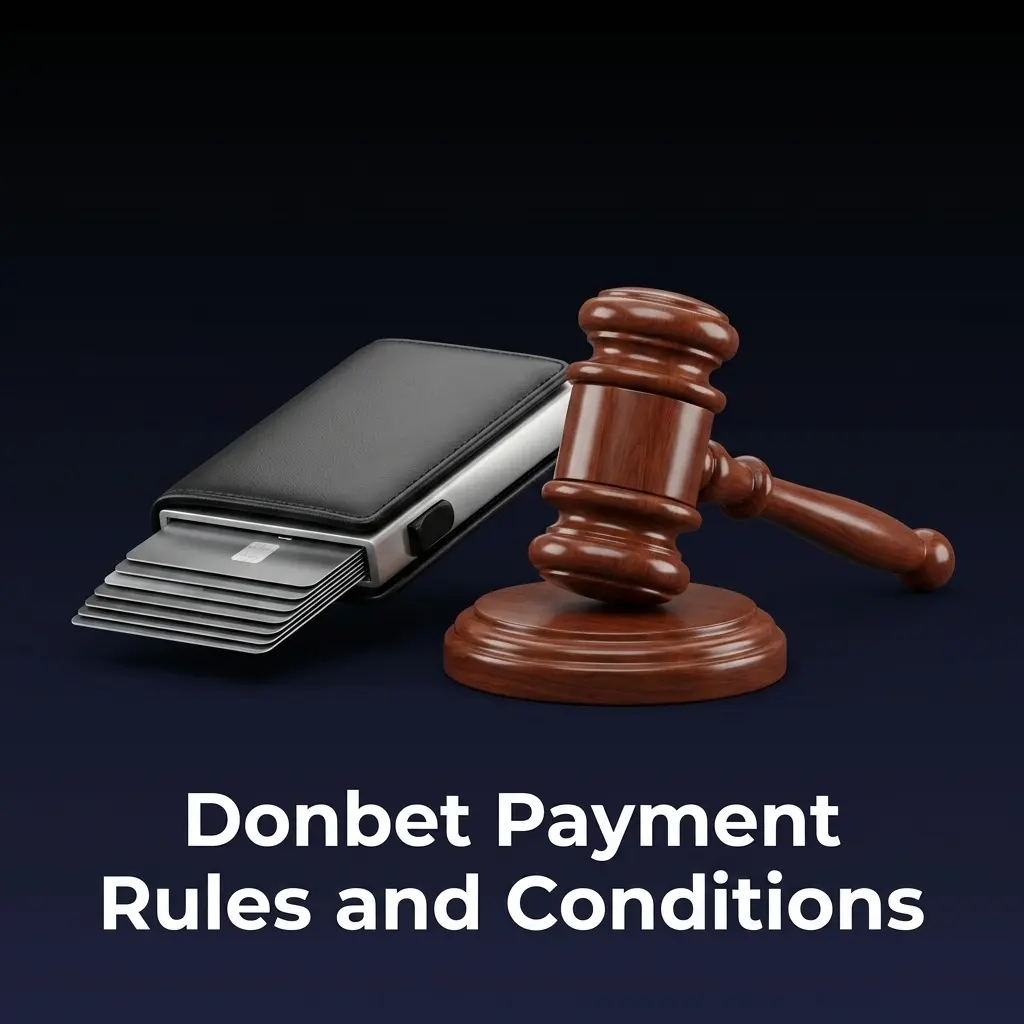 Donbet payment rules showing withdrawal conditions, identity verification, bonus wagering, and transaction limits for UK players