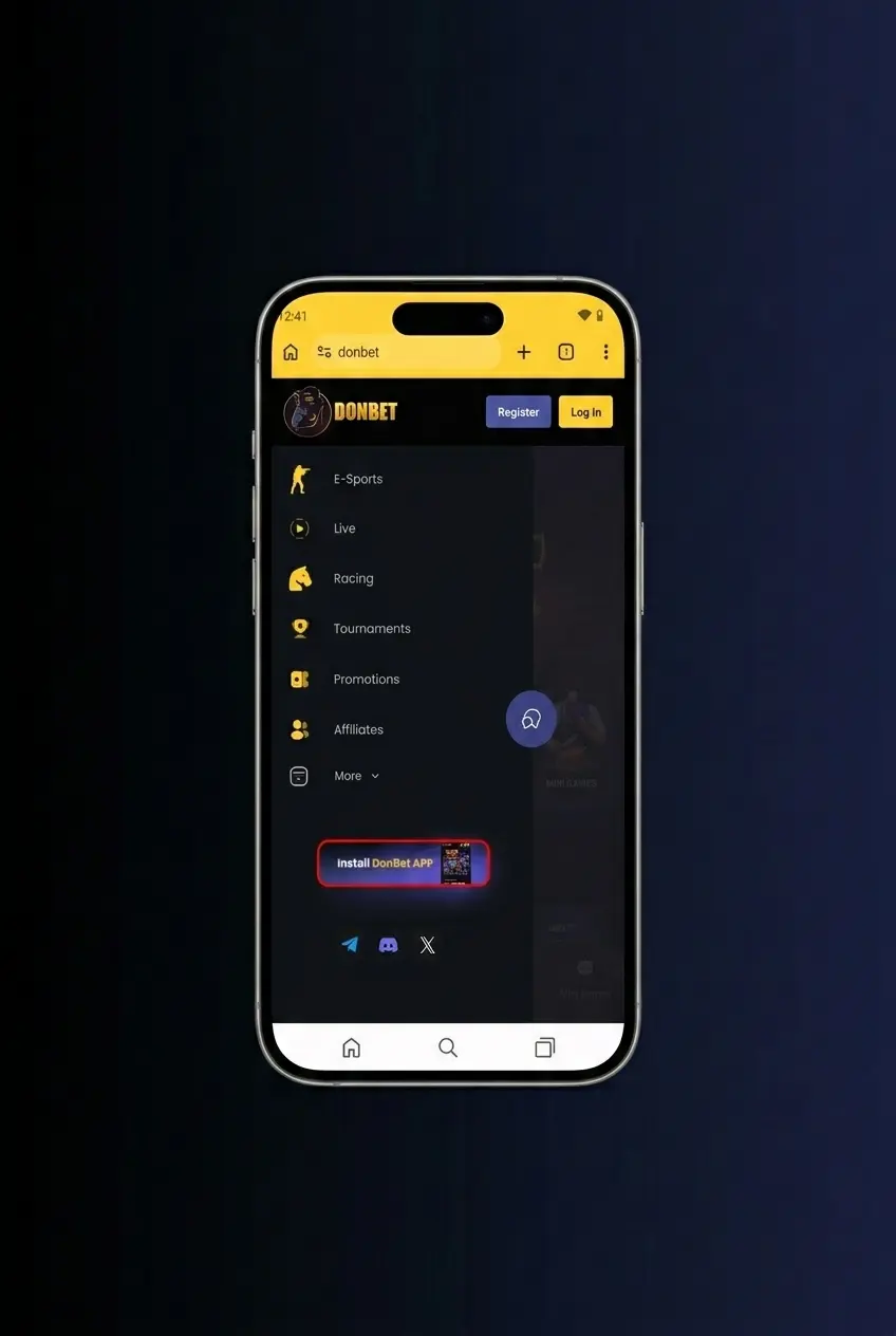 Donbet APK Android installation guide showing 4 steps: download, confirm, enable unknown sources, and install the app