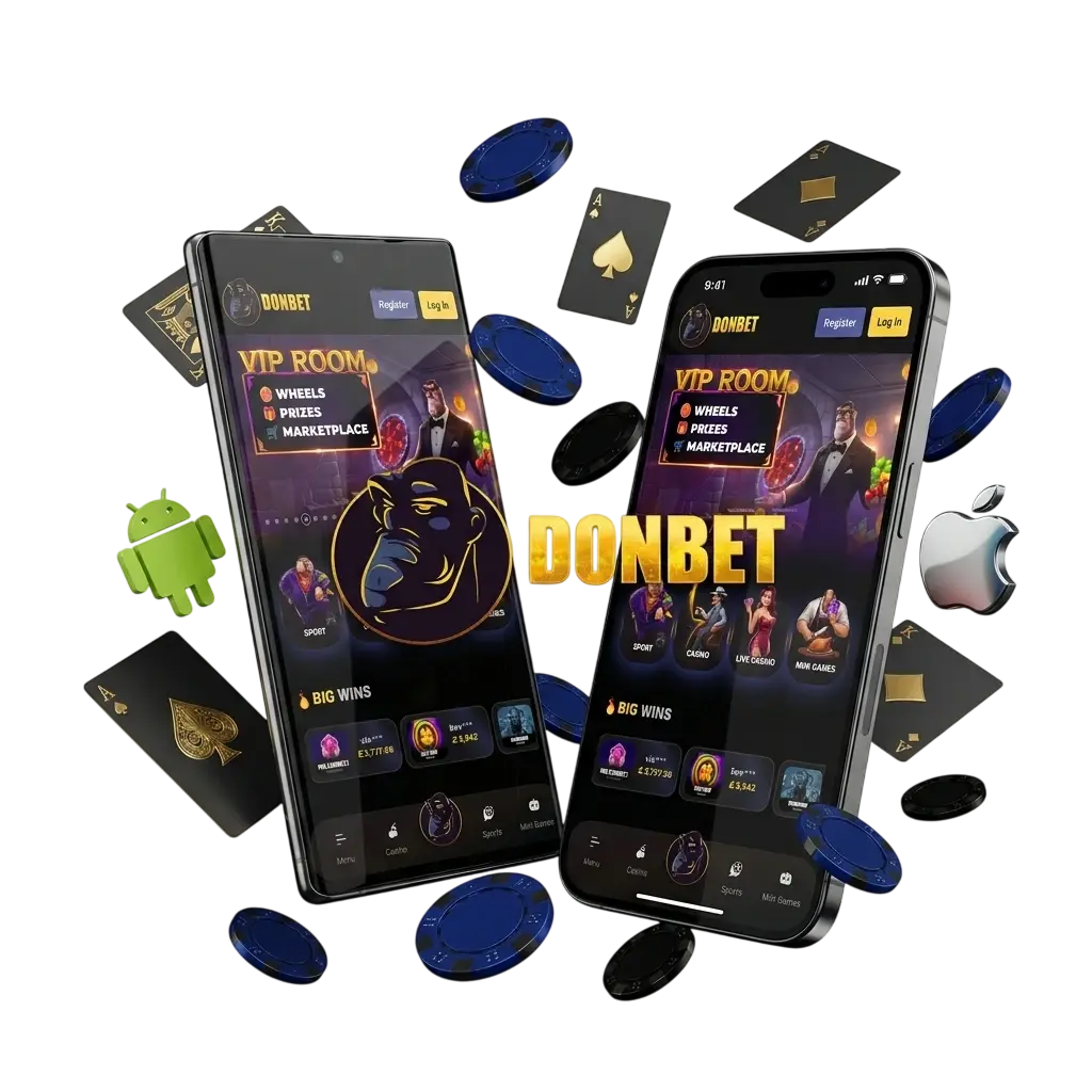 Donbet app download screen for Android APK and iOS with betting and casino features for UK players