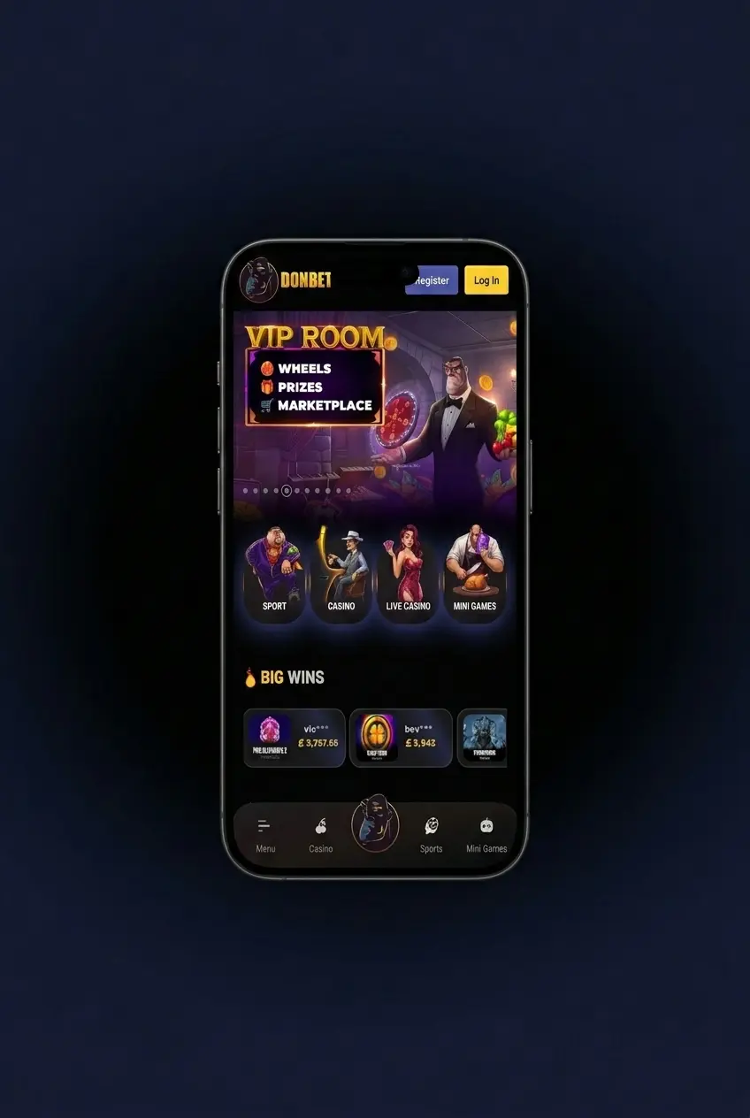 Donbet mobile app login screen showing step-by-step sign-in process with email, password fields and biometric authentication options