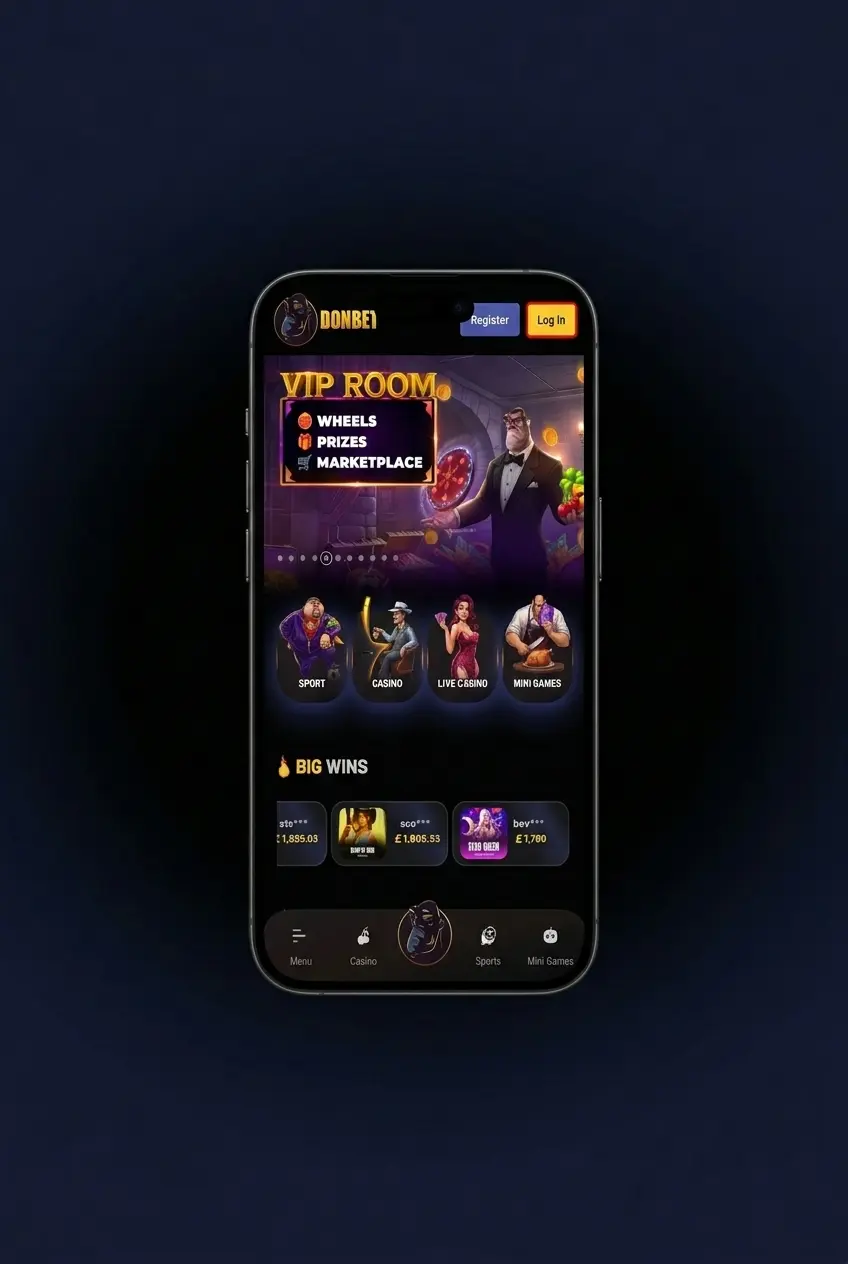 Donbet mobile app login screen showing step-by-step sign-in process with email, password, and biometric authentication options