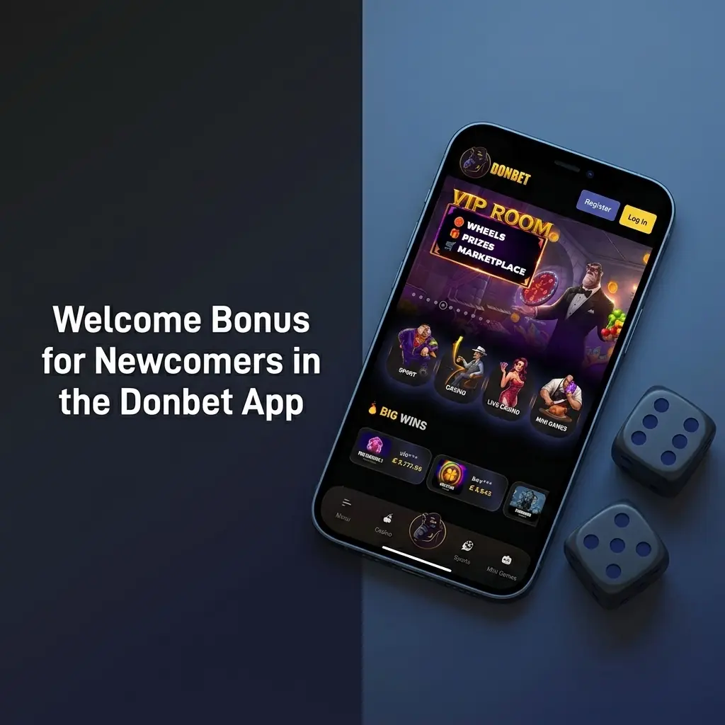 Donbet app welcome bonus options showing 100% sports bonus or 120% casino bonus up to 600 USD for new players