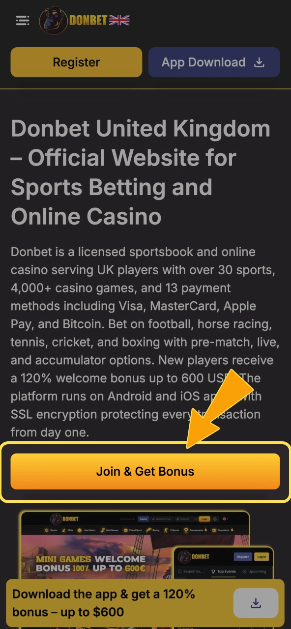 Opening Donbet login page takes one click from this site’s button.